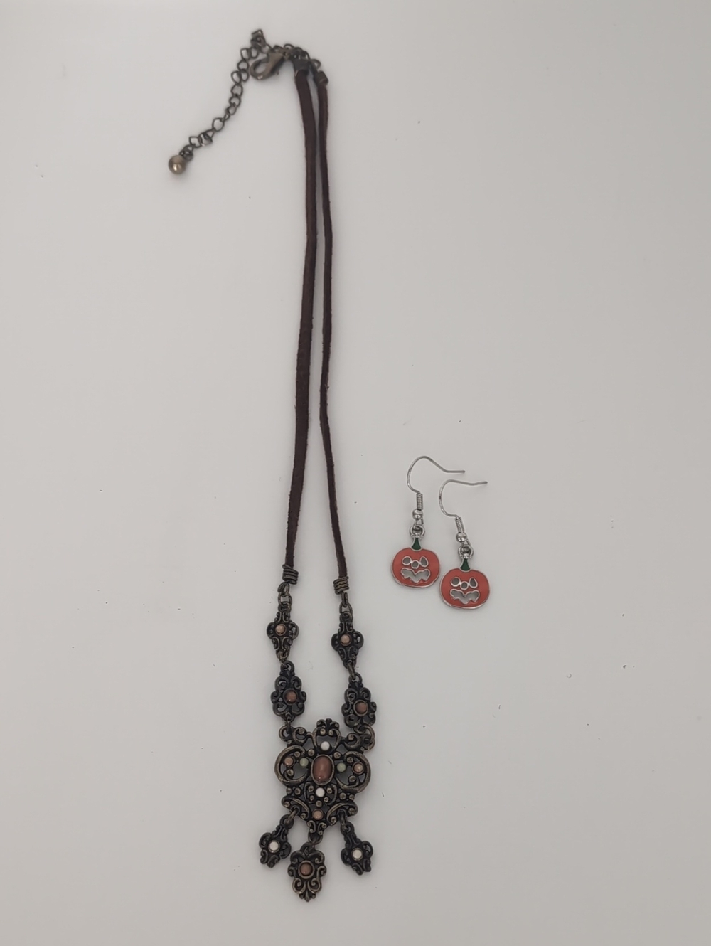 Bohemian Brown Pendant Necklace with Fall Earrings